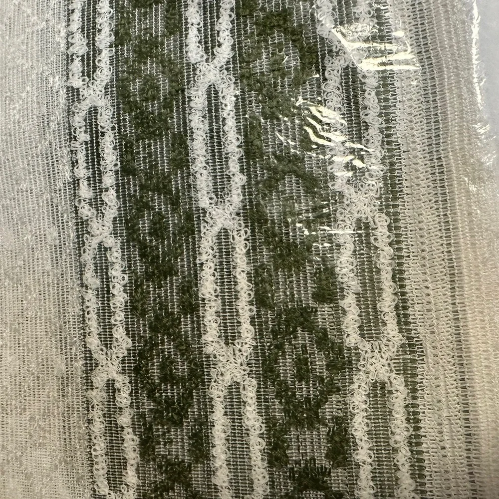 Vintage Curtains Retro Green White Knit Curtains Tailored Panels 60